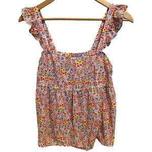 LOFT Semi Sheer Floral Babydoll Blouse Size MP